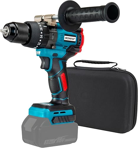 IRONFIST Taladro inalámbrico para baterías Makita de 18 V, taladro de impactodestornillador de metal de 12 pulgada, par máximo de 150 Nm, 2