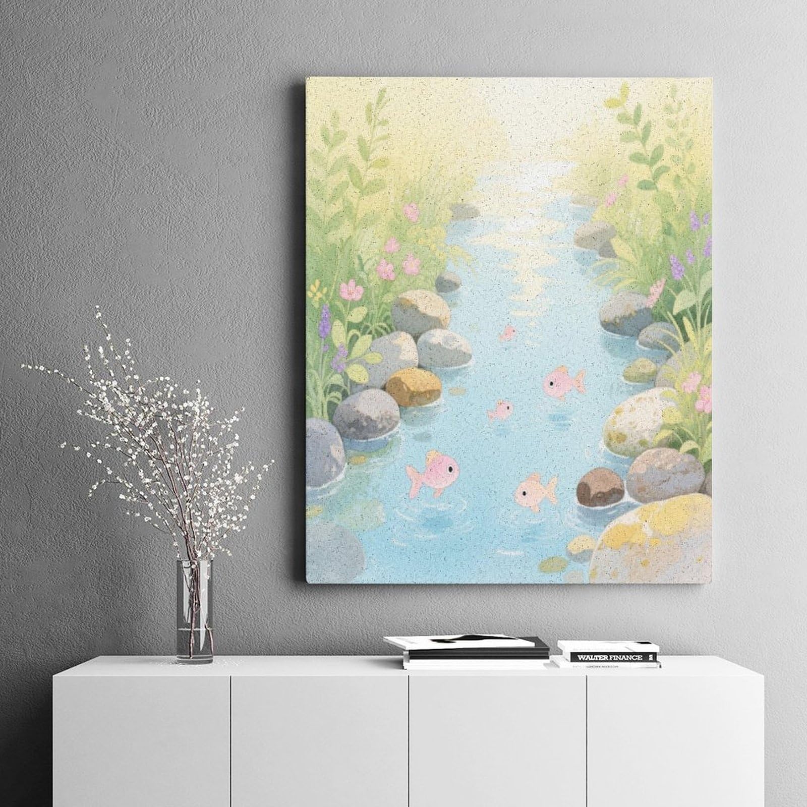 KOAYUBFC Creek Pebbles Malen nach Zahlen Kit für Erwachsene Anfänger Erwachsene Malen nach Zahlen Kits auf Leinwand DIY Acryl Ölfarben Malerei mit Pinseln als Geschenk Home Wall Decor