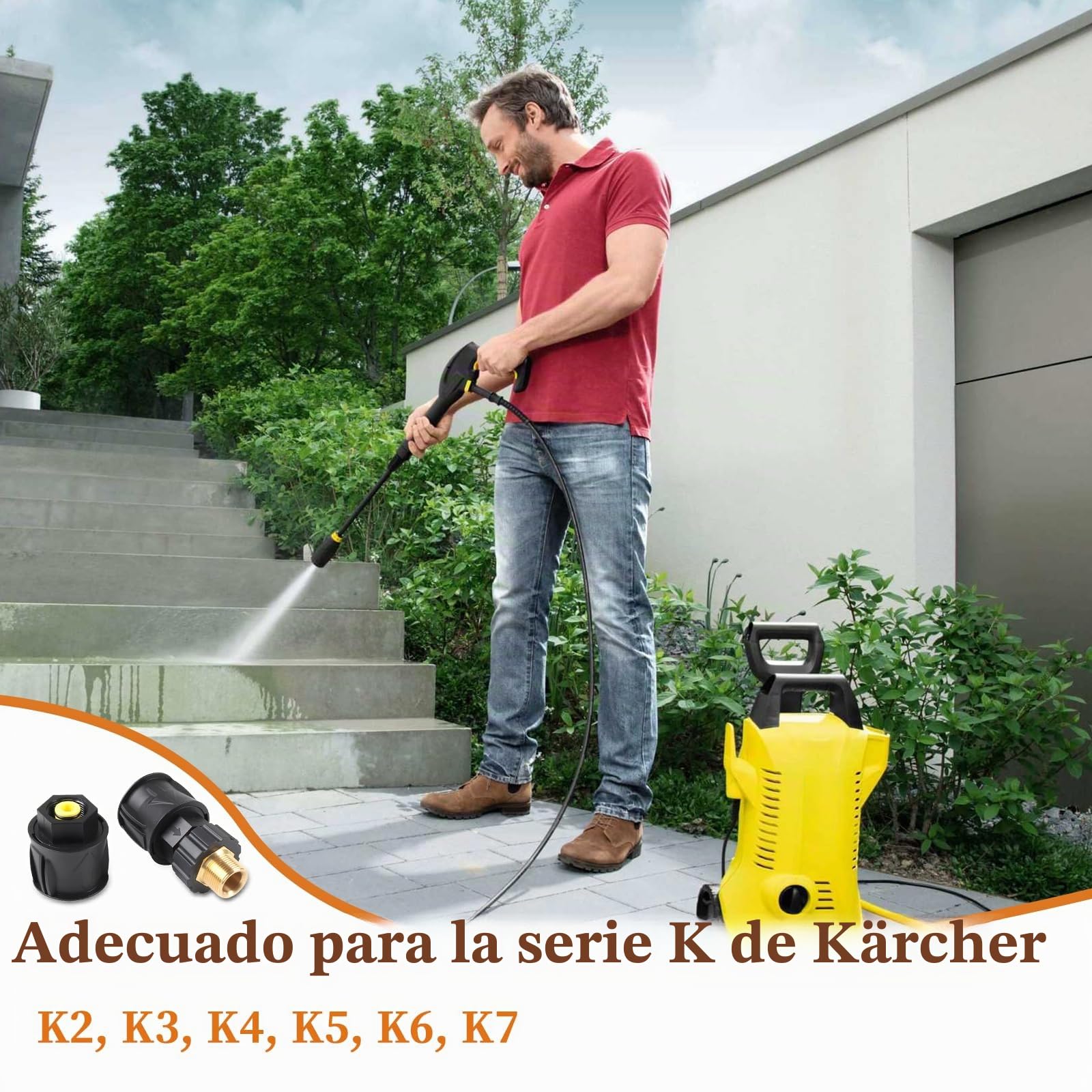 LALAGO Juego de adaptadores para limpiadores de alta presión, M22 x 1,5, diámetro del orificio 14 mm, Acoplamiento rápido para limpiadores de alta presión Kärcher