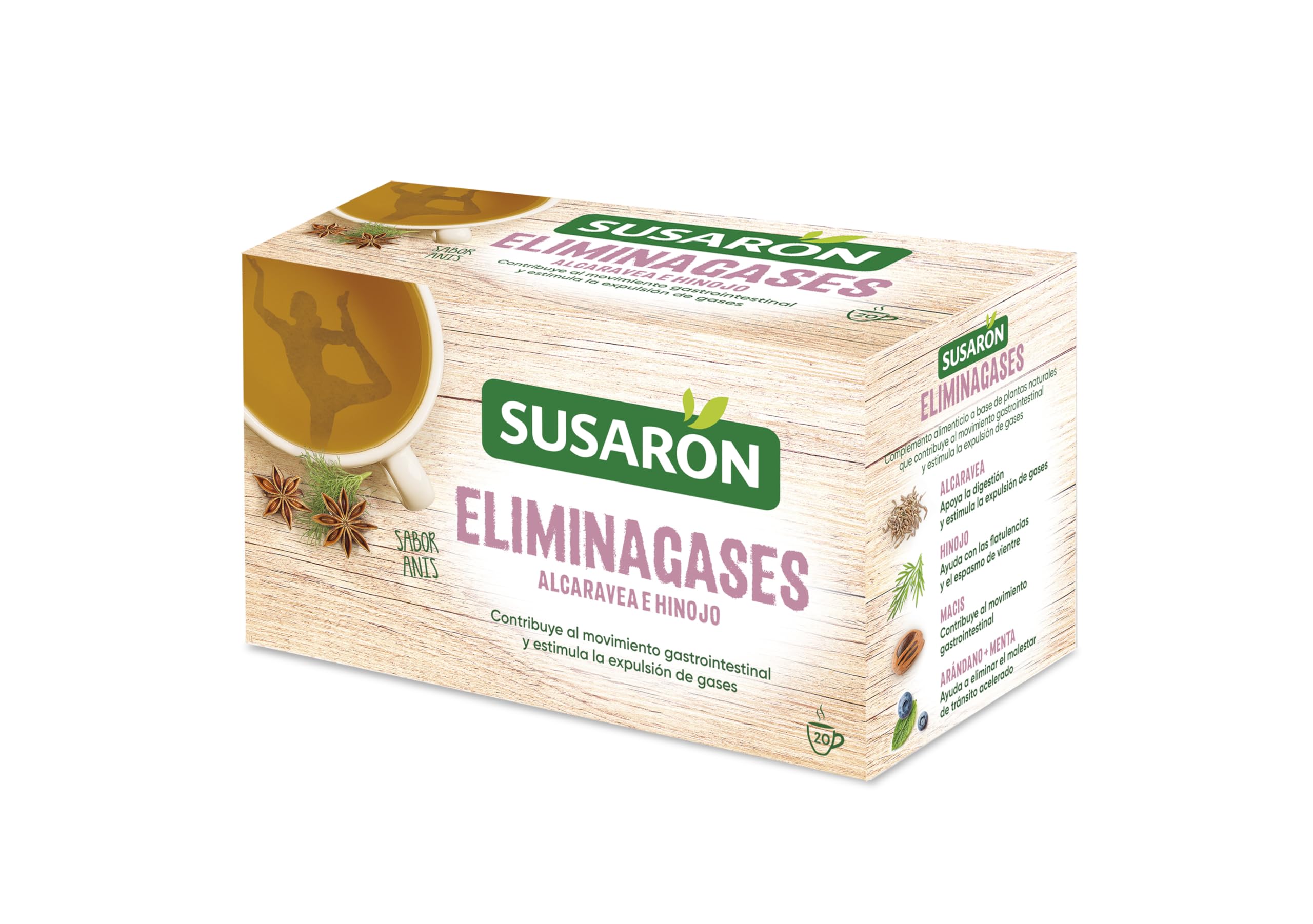 Susarón | Infusión Elimina Gases | Alcaravea e Hinojo | Sabor Anís | 20 bolsitas