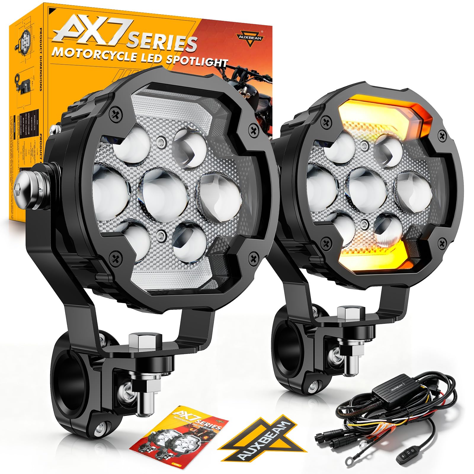 Auxbeam AX7 Series Motorcycle Driving Lights Fog Lights Auxiliary Lights