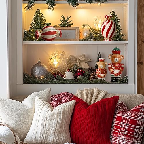 Miniatura 6 de Tarro de caramelo de Navidad con tapa, recipientes de cerámica decorativos de cocina para alimentos, decoración de Navidad, tarros de almacenamiento