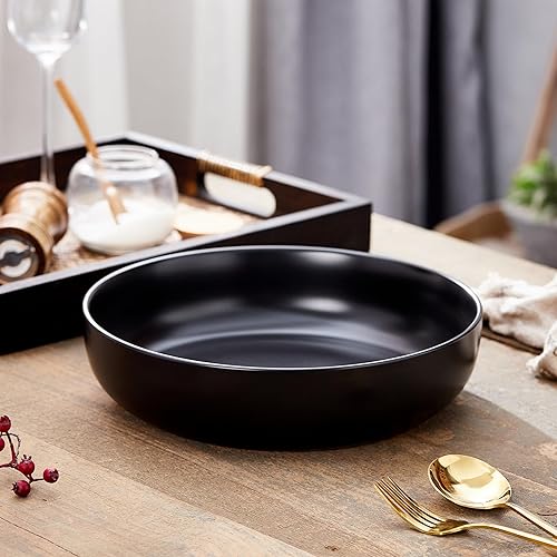 Miniatura 10 de Transmutation Glaze - Tazón para pasta, cuencos de cerámica de 10 pulgadas de ancho, tazón grande de frutas de 50 onzas para cocina, microondas,