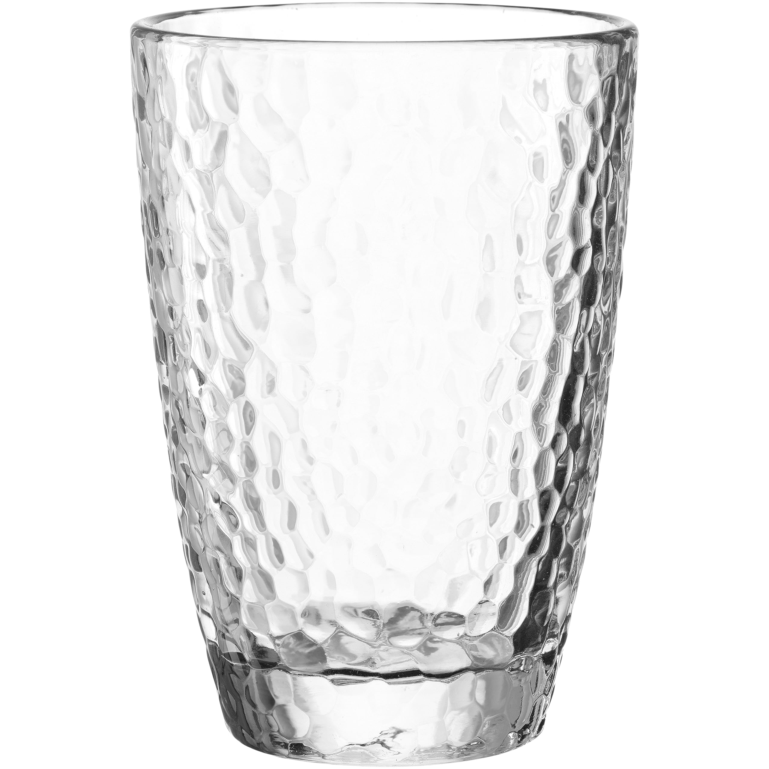 Leonardo Matera 077408 Lot de 4 verres à boire en verre de qualité supérieure aspect martelé Capacité 340 ml Passe au lave-vaisselle Robuste Transparent