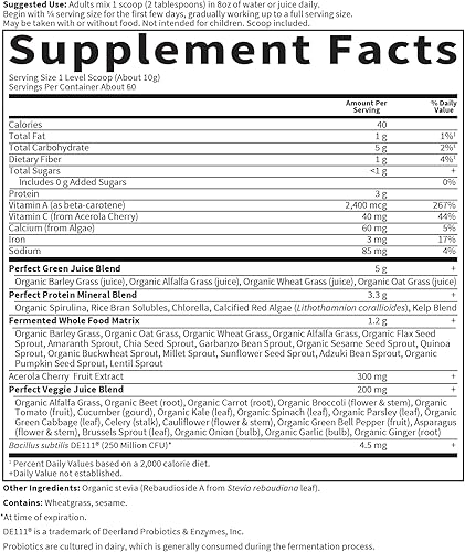 Miniatura 5 de Garden of Life - Complemento vegetal de alimentos enteros – Polvo dietético de alimentos perfectos para alimentos verdes, 4.93 onzas/140 g