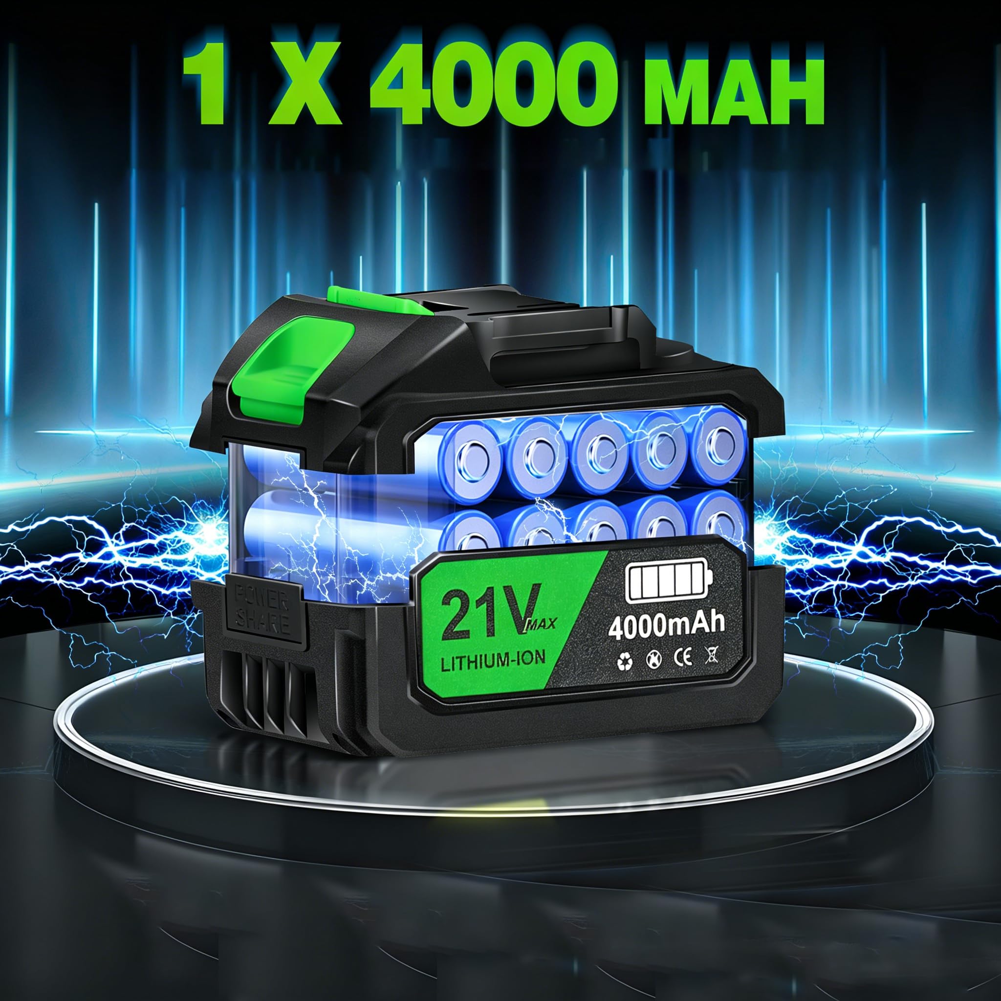 Soffiatore a batteria Turbo con 1 batteria da 4,0 Ah e caricabatterie | Soffiatore senza fili per foglie, giardino, polvere, neve, silenzioso, 800.000 giri/min
