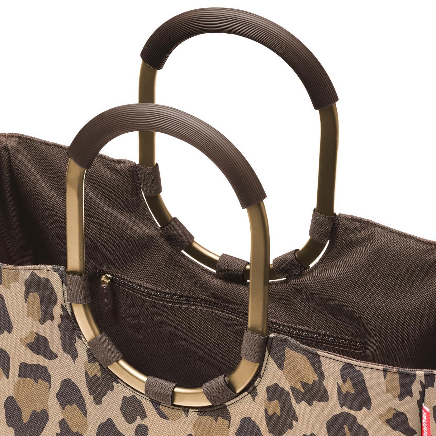 reisenthel loopshopper L frame leo macchiato – Stabile Tasche mit praktischen Fächern aus recycelten PET-Flaschen – Charmantes und wasserabweisendes Design gold