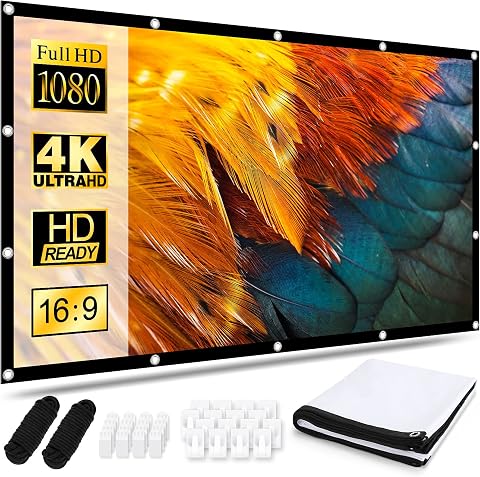 Osoeri Leinwand Beamer 120 Zoll, 16:9 HD Faltbarer Beamer Leinwand, Anti-Falten Doppelseitige Projector Screen 265x149cm, Tragbarer Projektor Leinwände für Zuhause, Schule, Treffen