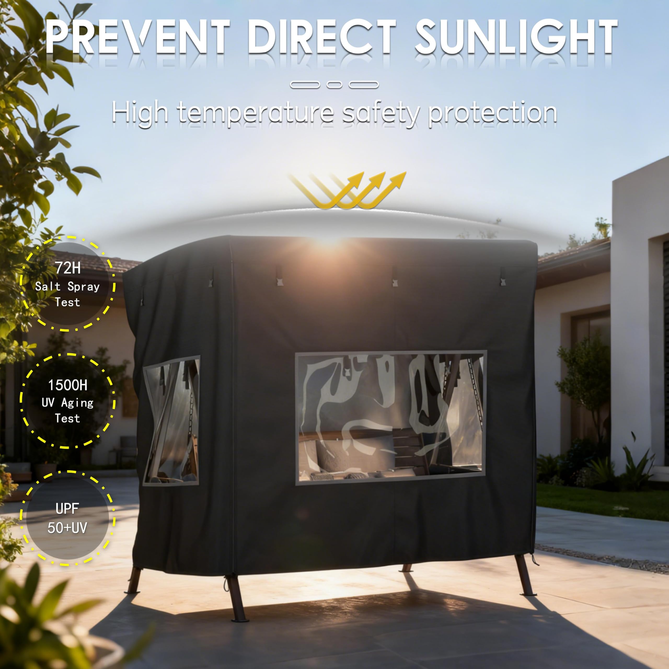 Funda para columpio al aire libre, (87 x 60 x 72 pulgadas), funda para hamaca de 3 plazas para exteriores, funda para silla de columpio, hamaca de jardín, con ventana de visualización
