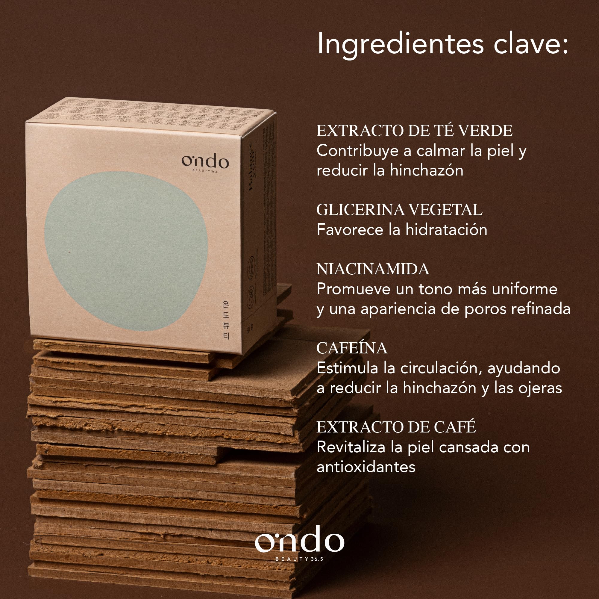 Ondo Beauty 36.5 Caffeine & Green Tea Antioxidant Eye Patches | Parches de Hidrogel para Ojos con Té Verde y Cafeína | Antiarrugas, Bolsas y Efecto Antioxidante | Cosmética Vegana Coreana, 60 uds