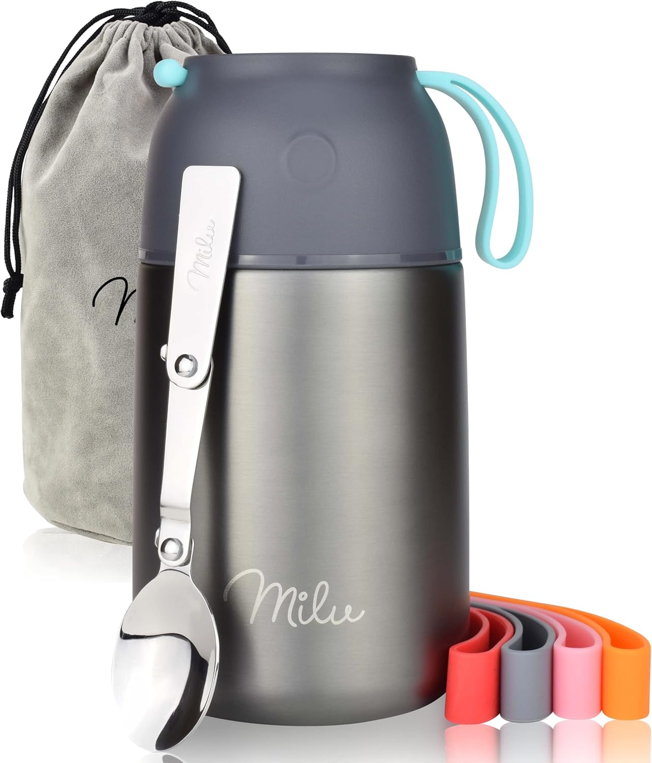Milu® Thermo Food Flask 450, 650, 800ml Stainless Steel Insulated