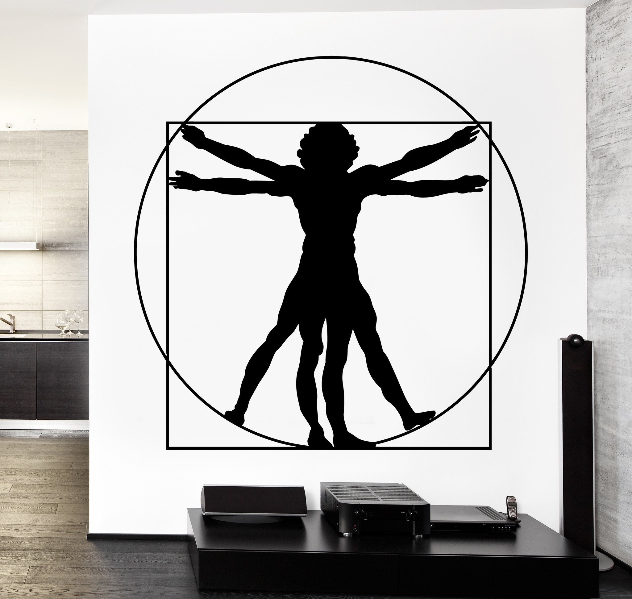 Wallstickers4you Wall Vinyl Decal Lenardo Da Vinci Itlaly Italian Virtuivian Man Decor z3717 White