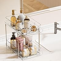Vista 4 de Vtopmart - Paquete de 4 organizadores y almacenamiento de 2 niveles para baño debajo del fregadero, transparente, para despensa de cocina