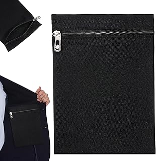 LXUEJIE Sew-in Side Pocket with Zipper, Inside Pockets Sewing Drainage Pouch Travel Security Pocket Hidden Pockets for Clothing Puffer Jacket Shirt Robes Hoodie