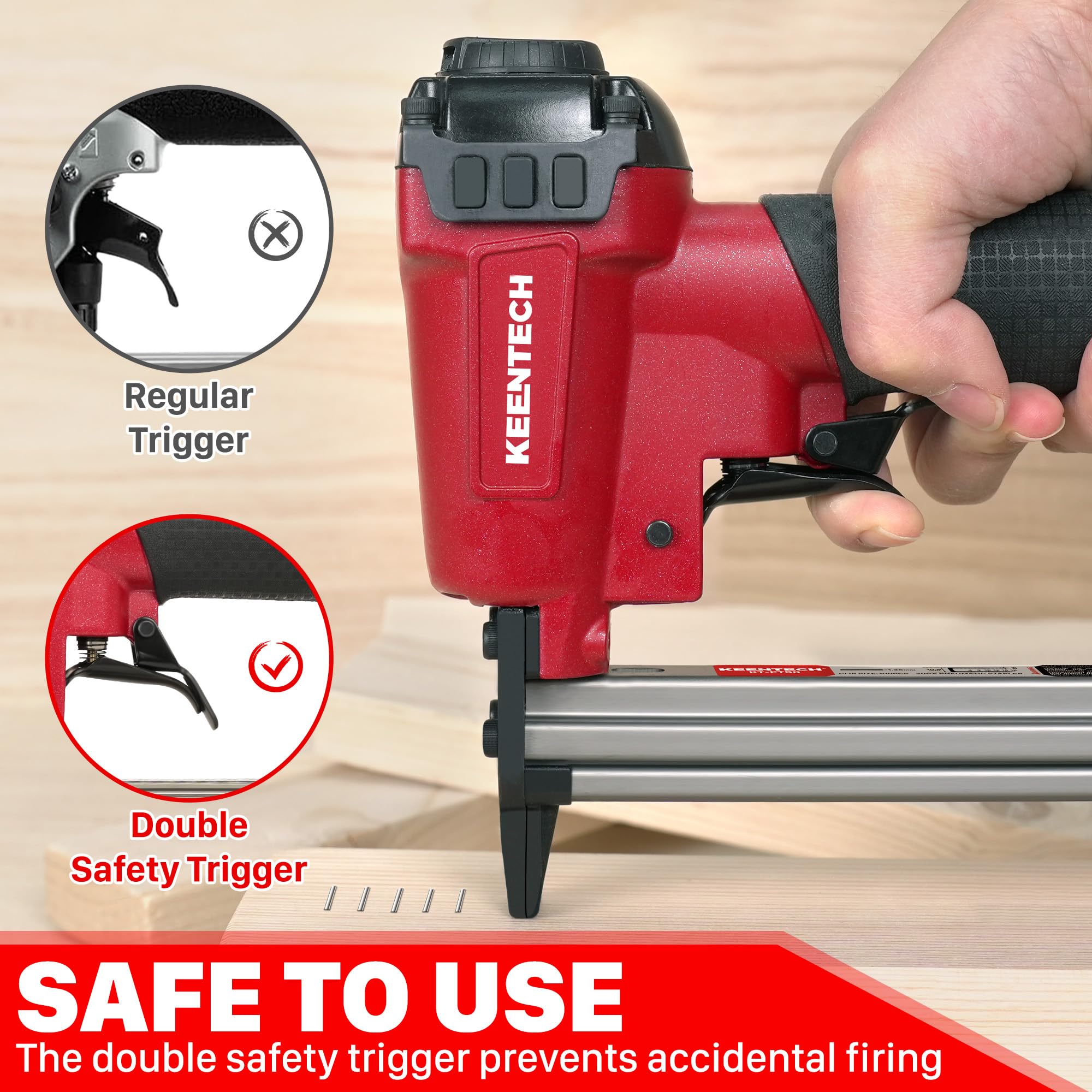 KEENTECH T50 Pneumatic Staple Gun - 3780 Staples -6