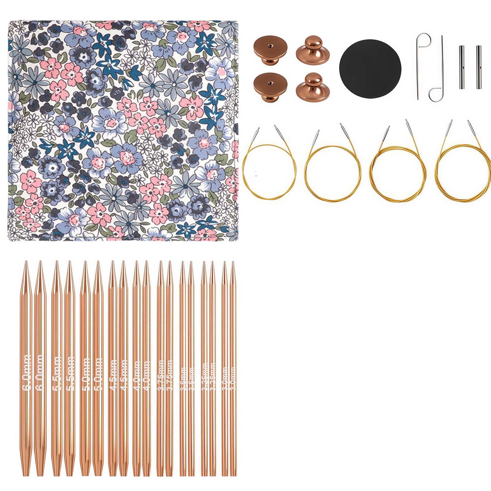 Home Knitting Circular Set con puntas de oro rosa de 10 cm