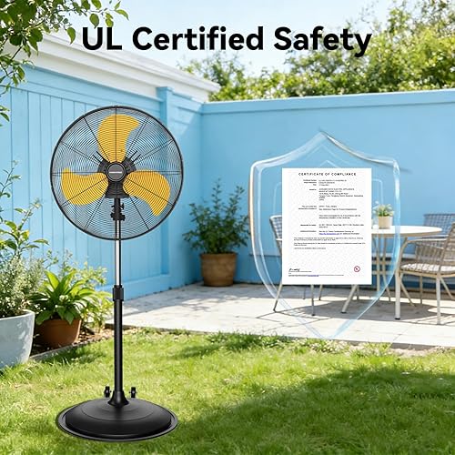 Miniatura 5 de Ventilador de pedestal de alta velocidad de 20 pulgadas serie Pro, ventilador de pie de metal oscilante de 3 velocidades 5000 CFM, ventiladores de