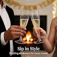 Vista 4 de Prestee Paquete de 100 copas de champán de plástico transparente – Copas de champán desechables duraderas de 4.5 onzas para fiestas, bodas, brindis