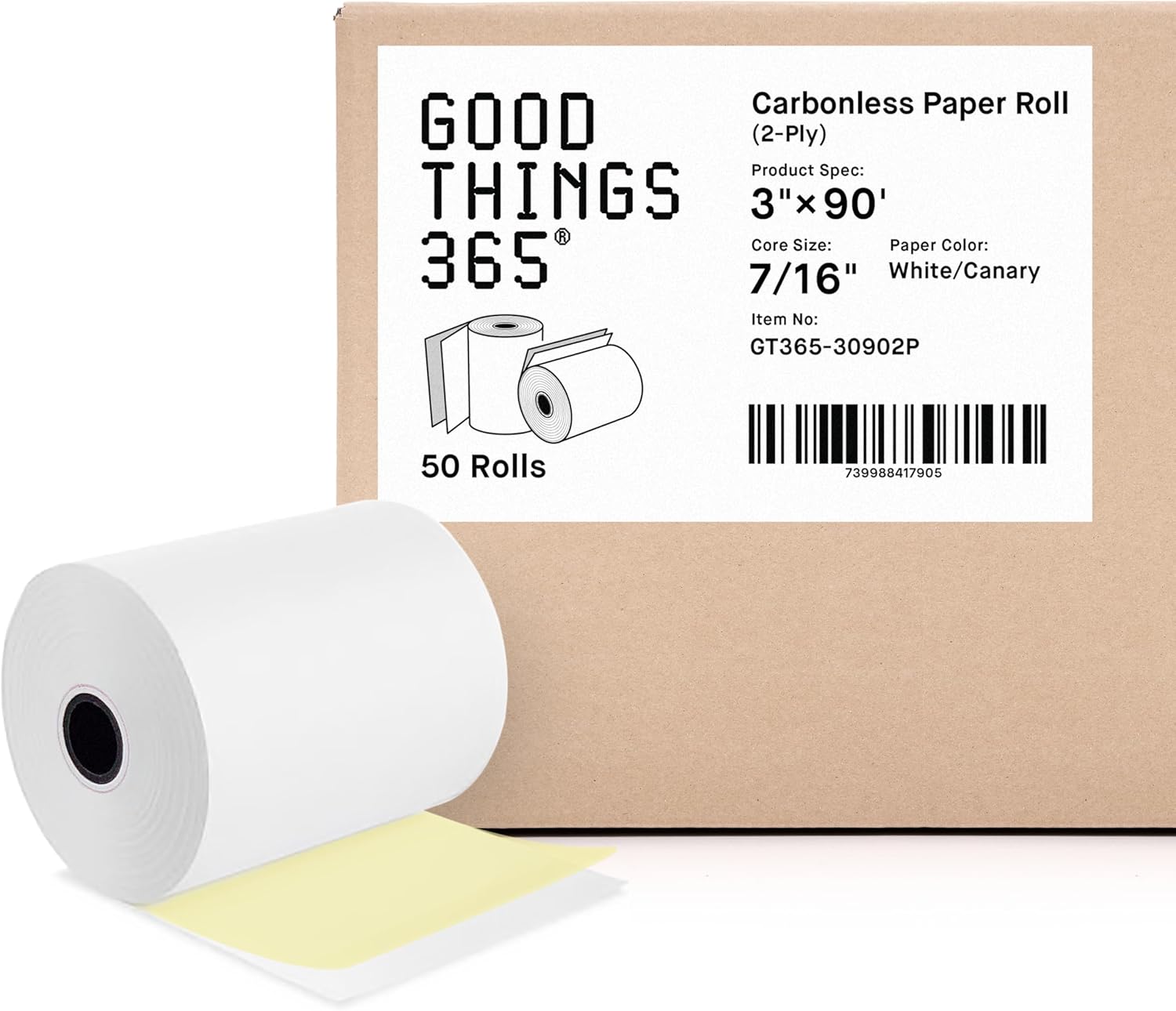 GOODTHINGS 365® Thermal Paper Rolls for POS Registers and Credit Card Machines (3 1/8" x 230' Pink Thermal)