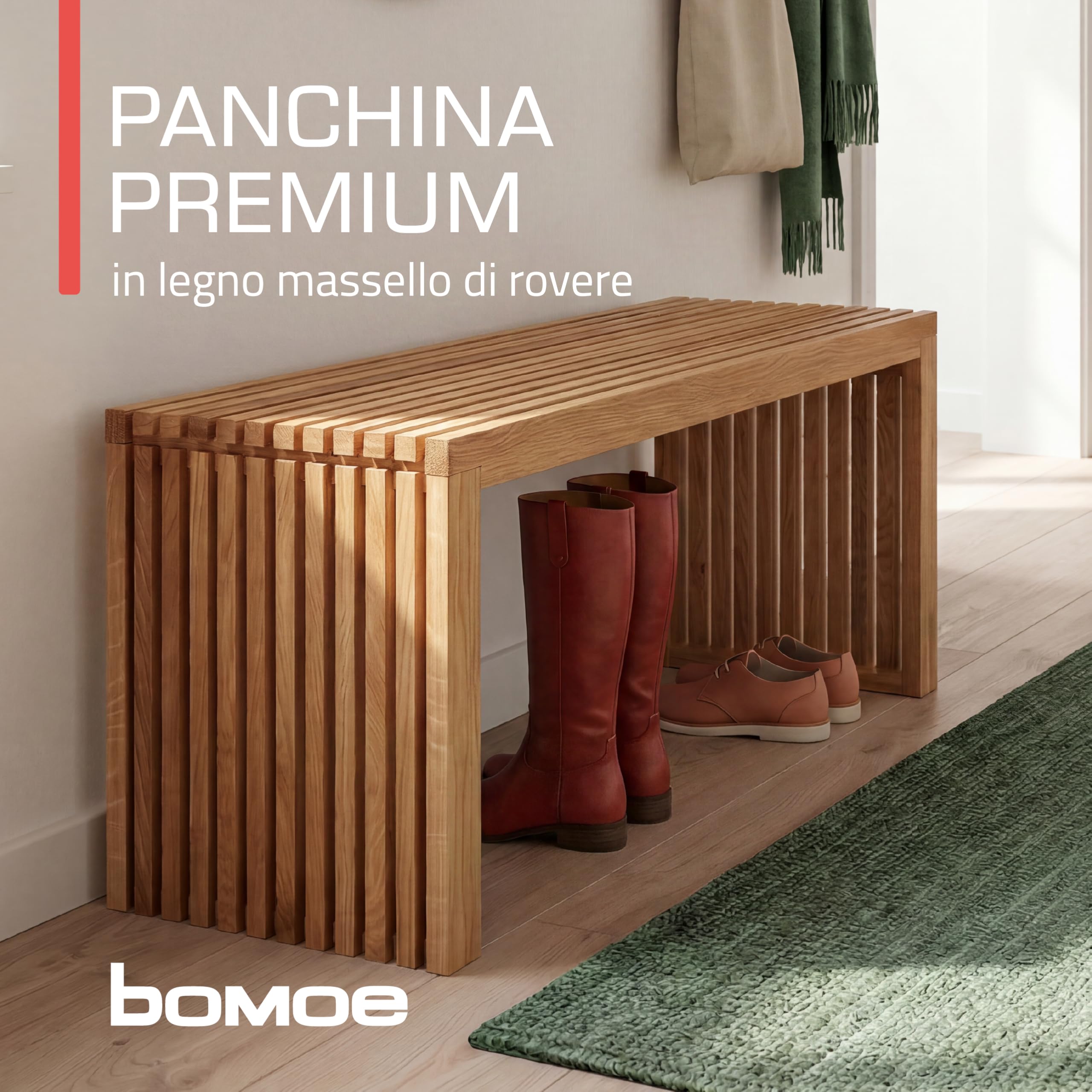 bomoe Panca Legno FSC® Rovere Massello Oliato a Doghe fino a 250 kg Cucina | 150x33x43cm look naturale per Ingresso Sala da Pranzo Panchina seduta Eichberg