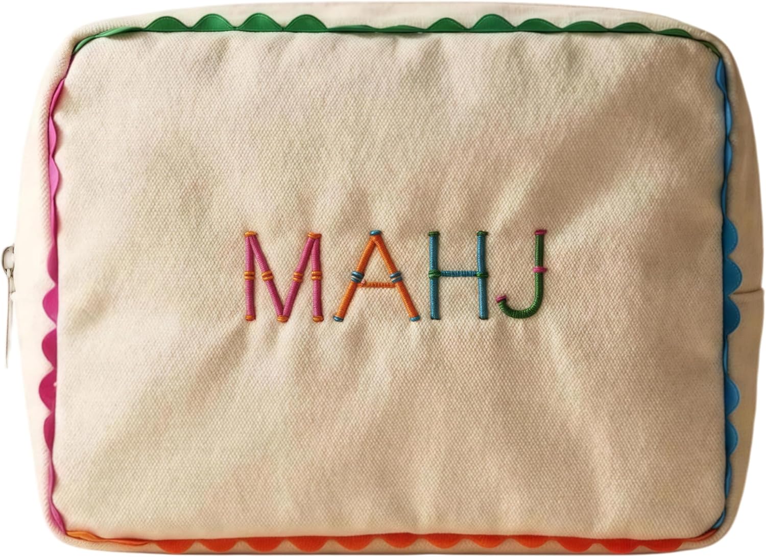 Empty Mahjong Tiles Bag with Zipper Thickened American Mahjong Rack Storage Bags Storage Pouch for Board Game Pieces Game Party Travel Gatherings Accessories, 10 x 6.8 x 3.5 Inch (White)