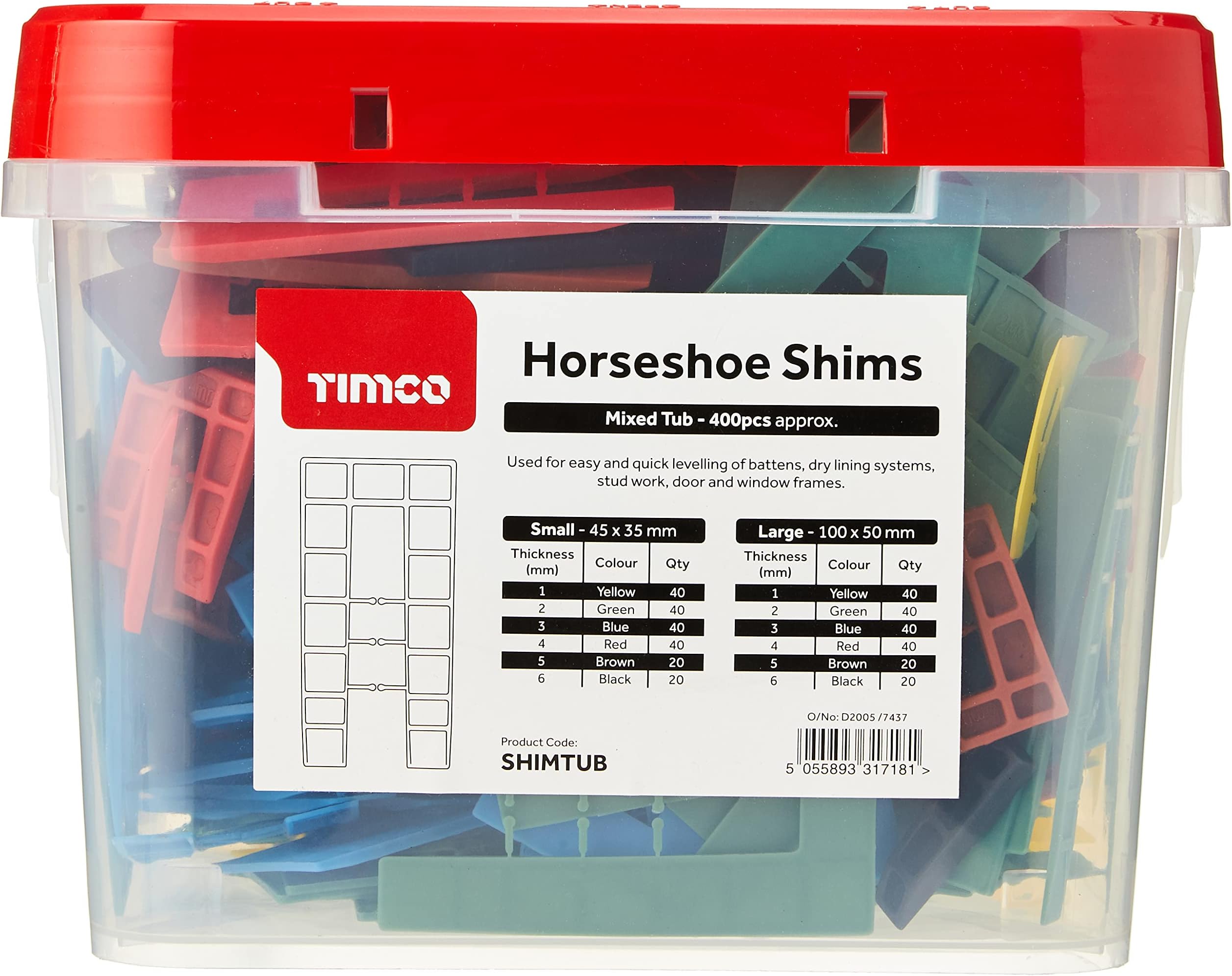 Timco 400 X Flat Plastic Mixed Packers Window Wedges & Glazing Spacers Shims Set | UK