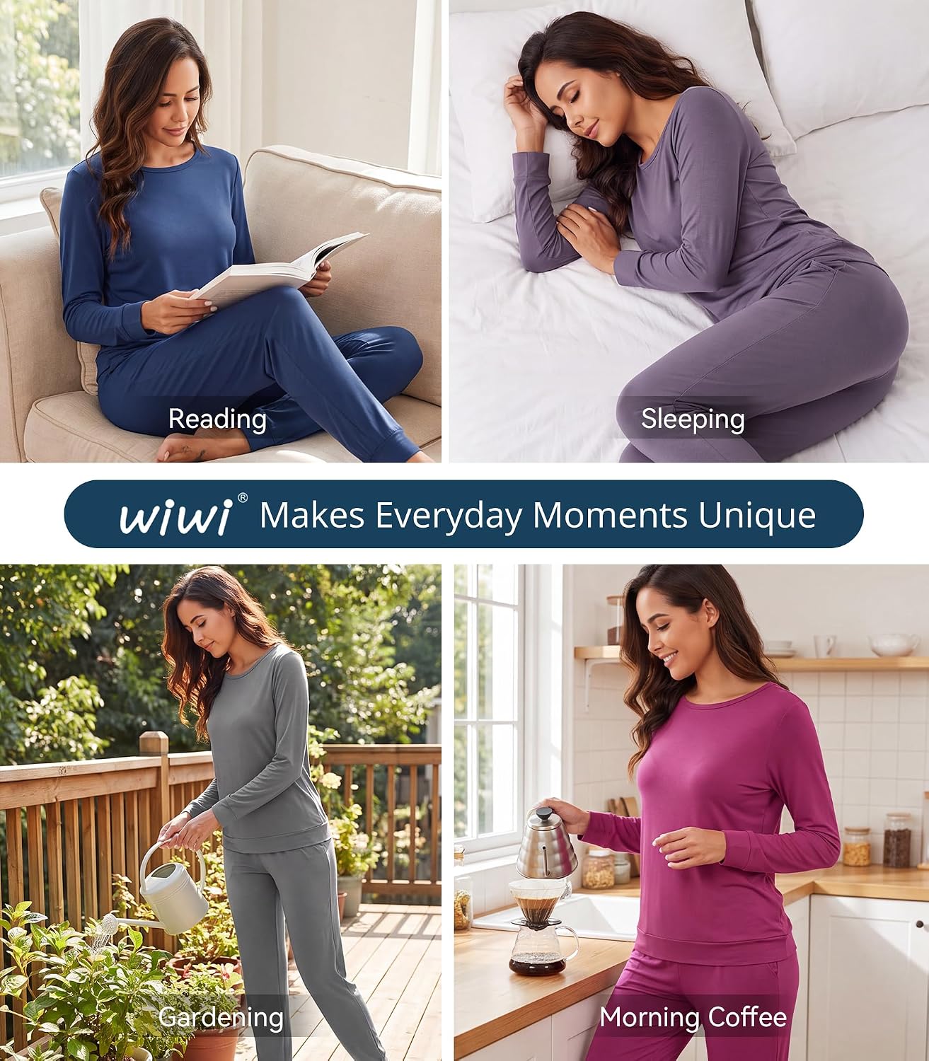 WiWi Viscose from Bamboo Women's Pajama Set Soft Long Sleeve Pajamas Sets S-XXL image 5