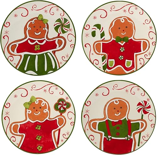 Certified International Holiday Magic Gingerbread - Platos de canapéalmuerzomerienda de 6 pulgadas, juego de 4