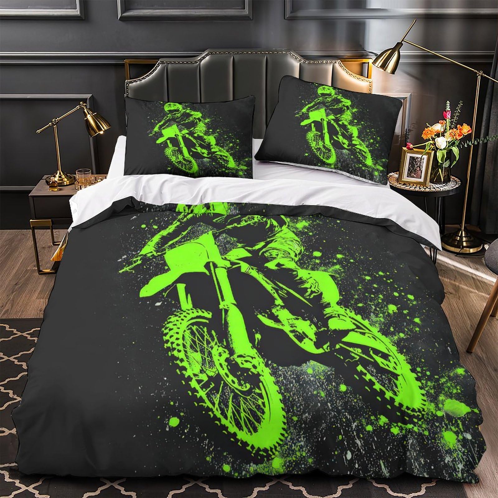 Housse couette motocross hypoallergénique douce et légère