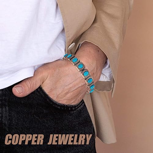 Miniatura 7 de MagVIVACE Pulsera de cobre para mujer y articulación, pulseras magnéticas turquesa con imanes, regalos de joyería para el día de la madre, Metal,