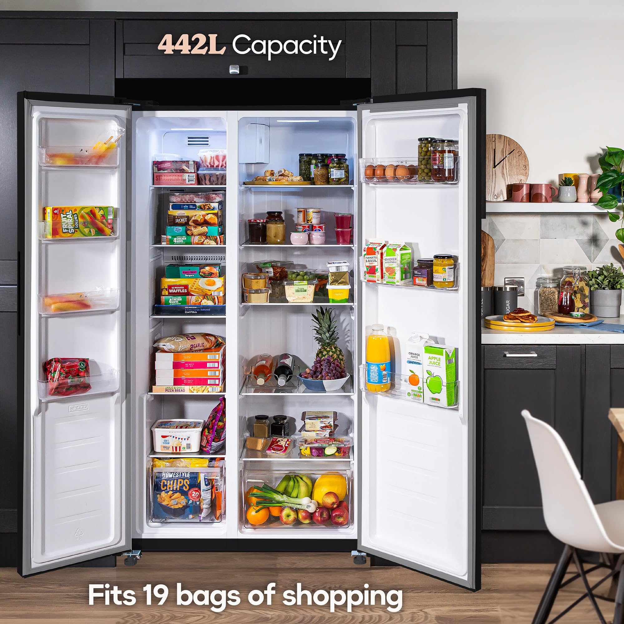 Cookology CSBS460BK 177.5c Freestanding Aerican Side-by-Side Fridge - View #8