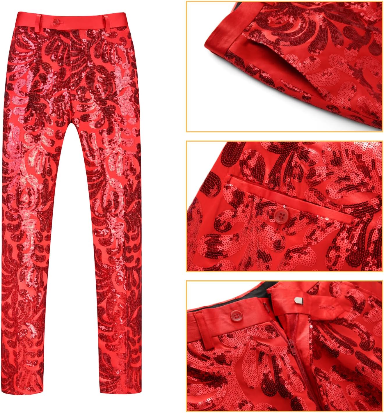 UNINUKOO Mens Suits Classic Fit 2 Piece Suit Set Shiny Sequin Party Prom Disco Clubwear Tuxedo for Men - Image 5