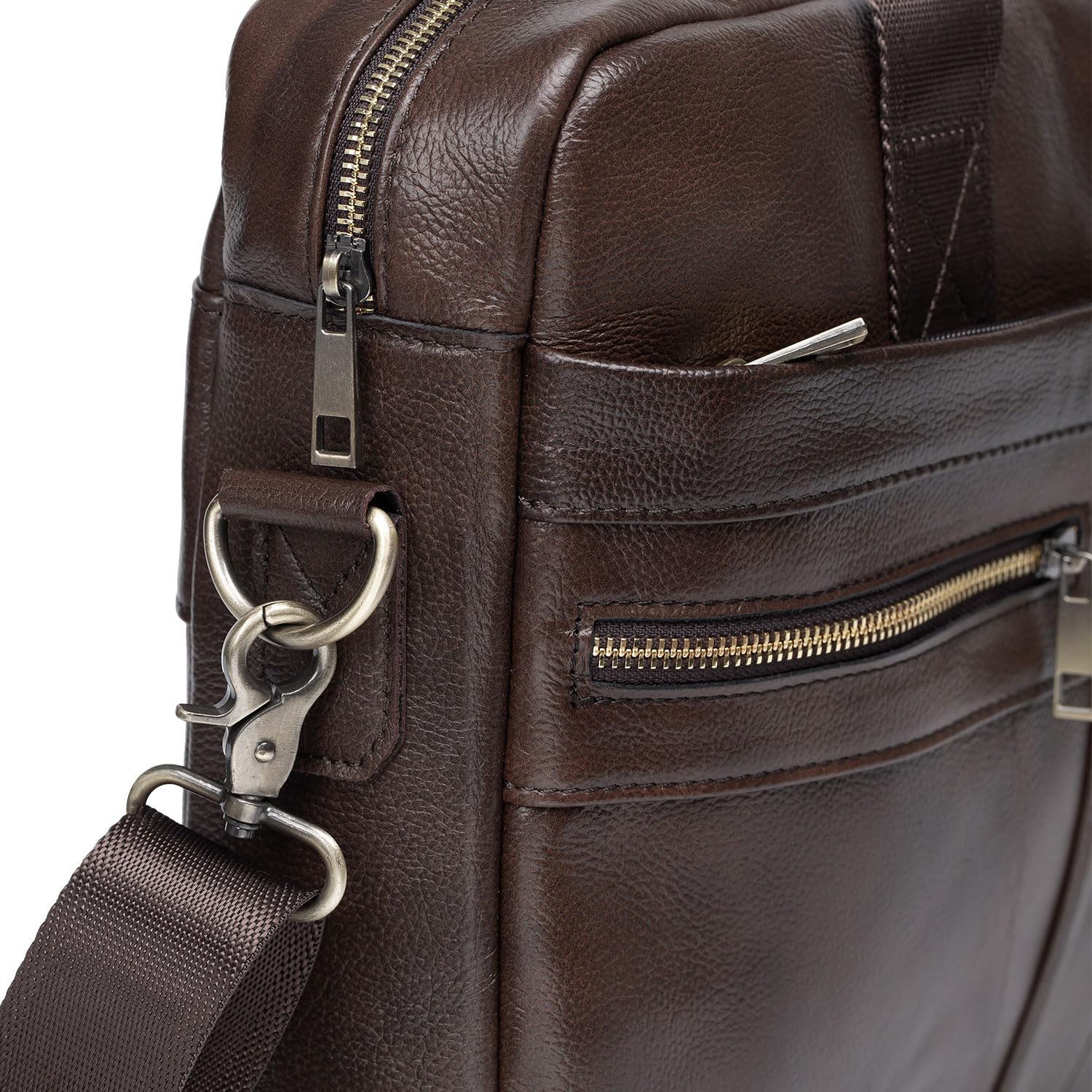 Skórzana teczka 15-calowa torba na laptopa, listonoszka na ramię, torba robocza, torebka crossbody, torebka na podróż służbową, prezent świąteczny dla mężczyzn, ojca, męża (CFZ-brązowa), Brązowy