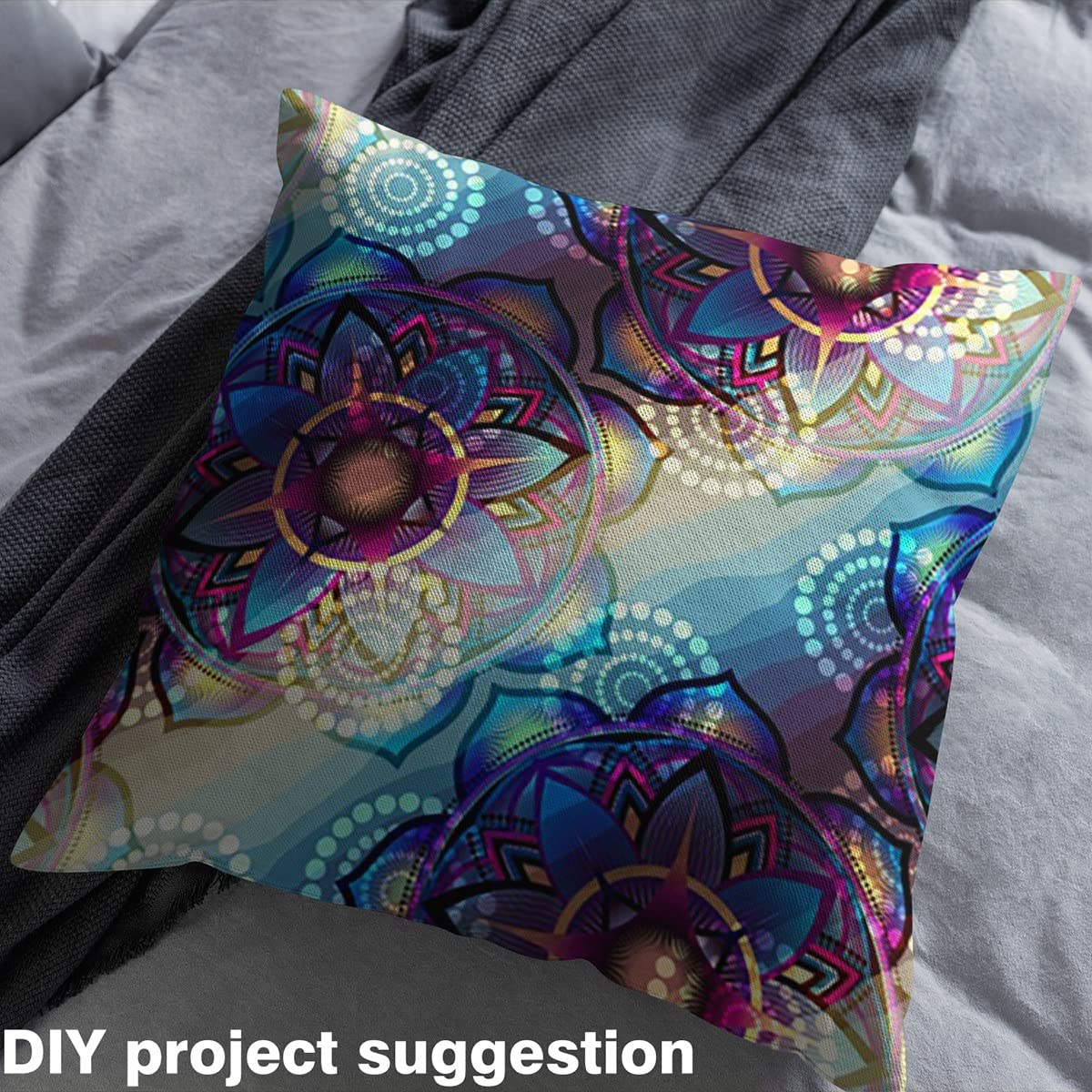 Tkanina boho mandala, tkanina w stylu boho, tkanina hipisowska, mandala, do projektów domowych, egzotyczna kwiatowa tkanina na zewnątrz, 3 metry, dł. 276 x szer. 150 cm, kolorowa