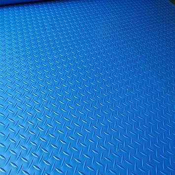 3mm Thick Rubber Roll Floor Mats, Heavy Duty Diamond Plate Garage Flooring, 3/6/7/10/11/12/14/15/16/18/19/20ft Length Matting Roll for Parking ProtectBlue,0.9 x 0.6m/3 x 2ft