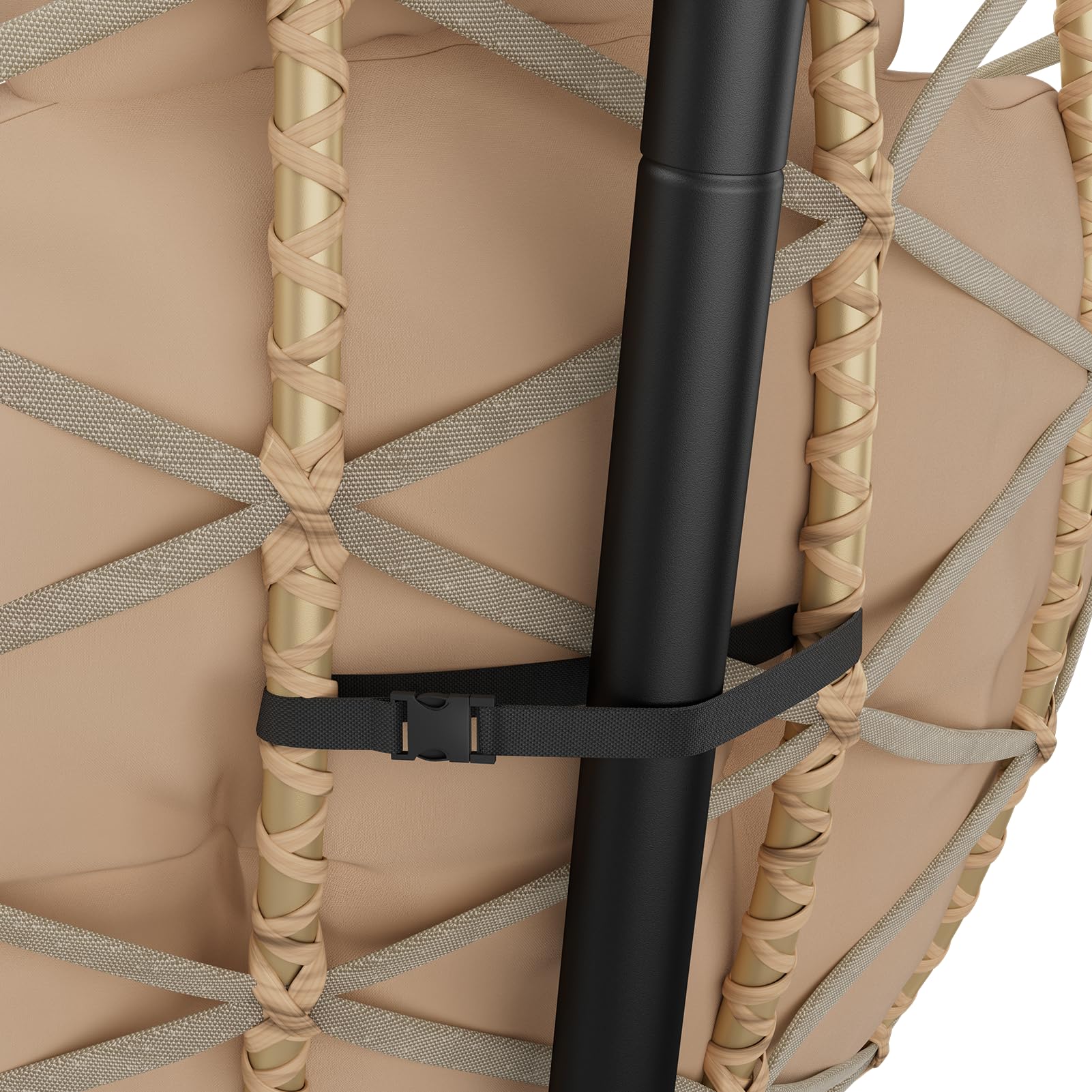 Silla colgante con estructura, cesta colgante con reposapiés y cojín grueso, sillón colgante de ratán, muebles para jardín, balcón, salón, soporta hasta 160 kg (beige)