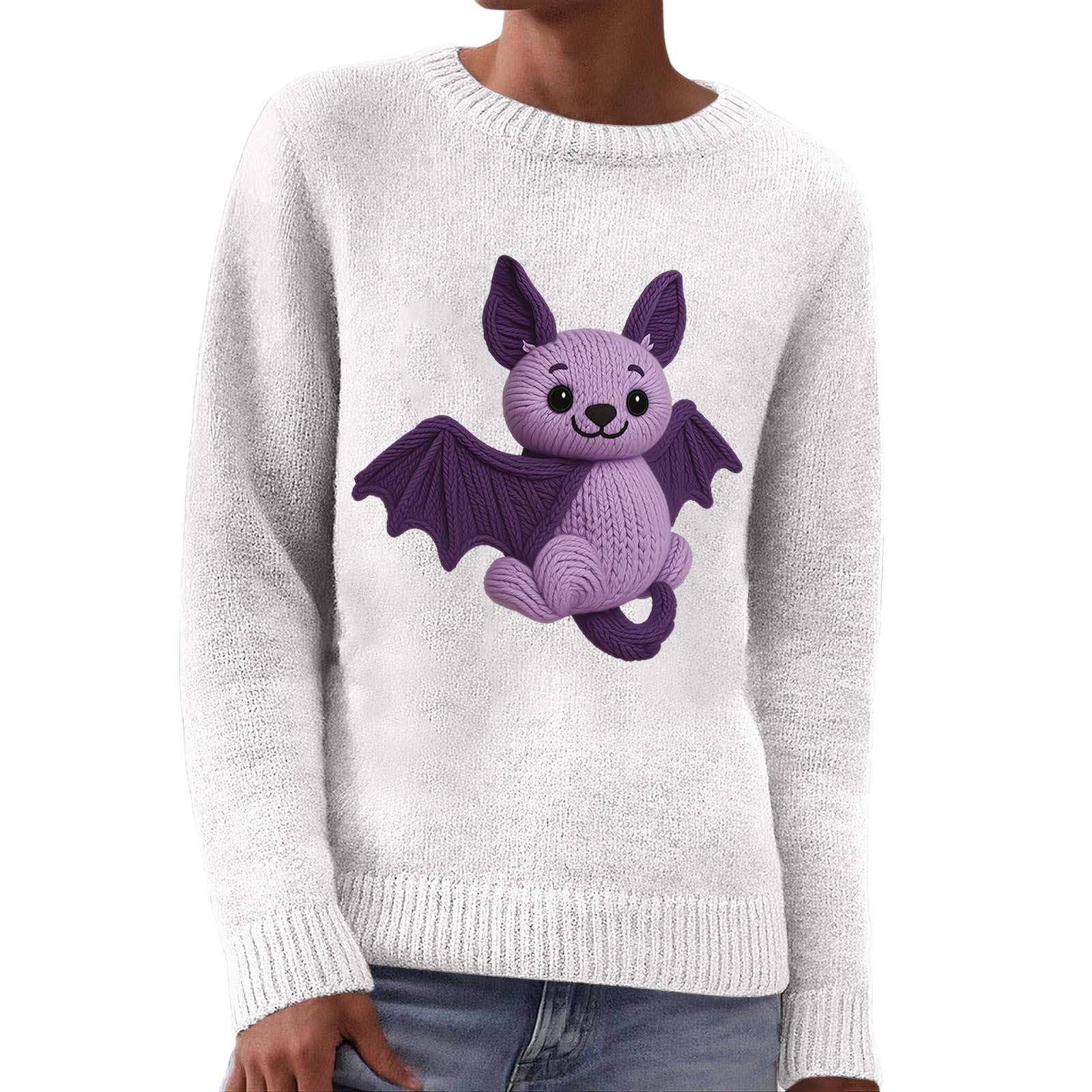 Langärmliger Rundhals-Pullover mit modischem Print, lässiges bequemes Strickoberteil für den Alltag