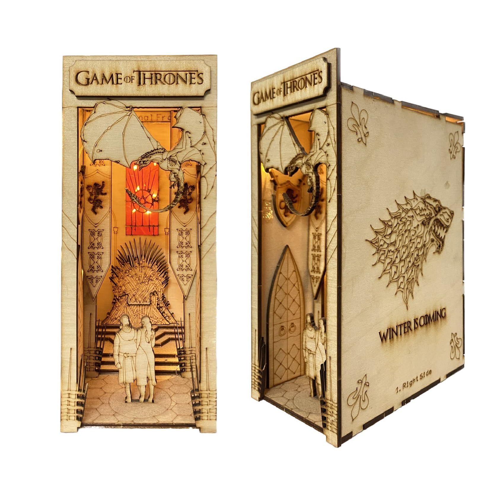 Rajbharti Crafts - DIY Book Nook Kit - DIY Book Shelf Insert - DIY Book Nooks - Magic Nooks - Dollhouse Miniature - Library Decor - Shelf Decor - Decorative Bookends (Rise of Dragon (GOT)