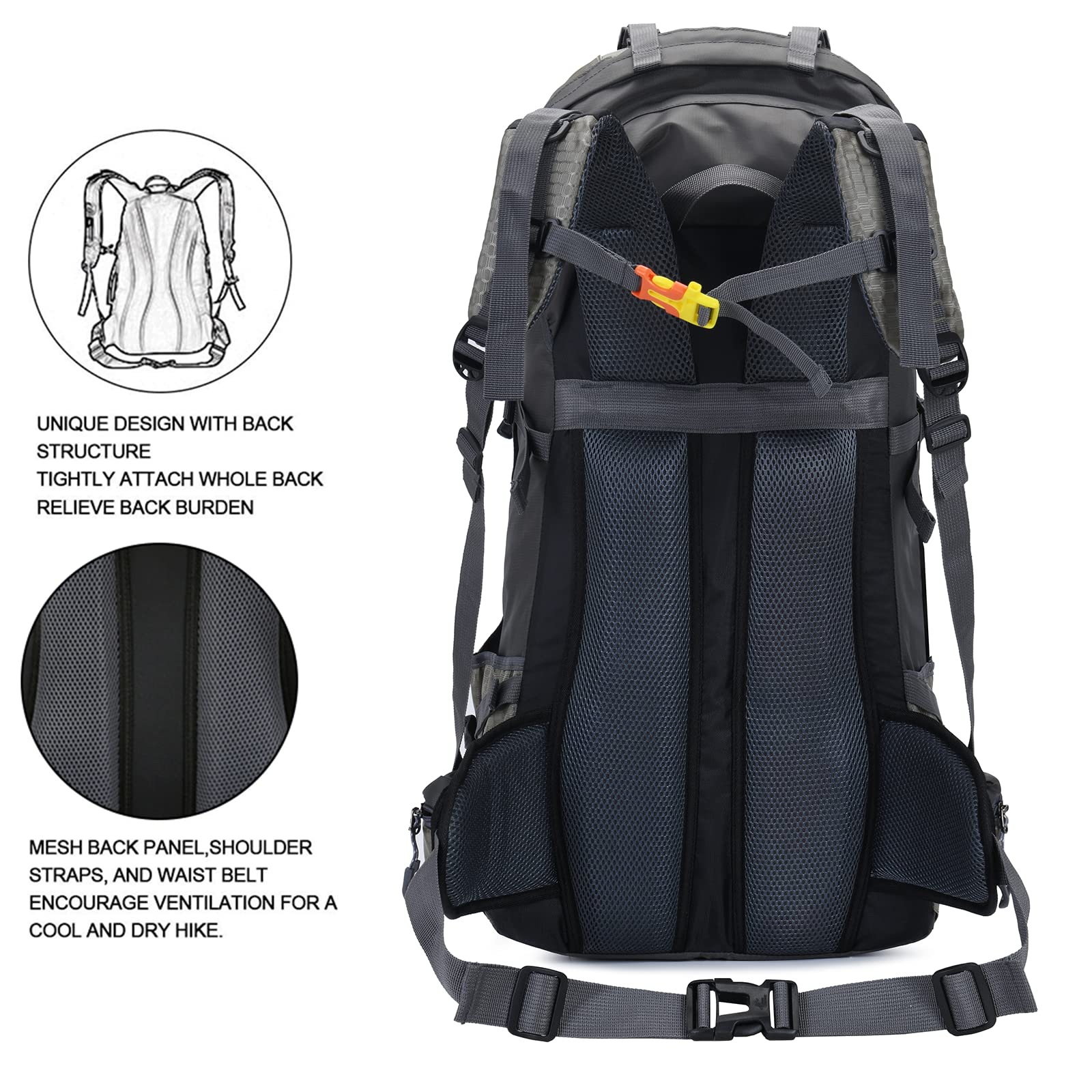 60L Waterproof Ultra Lightweight Packable Climbing Fishing Traveling Backpack Hiking Daypack,Backpack,Handy Foldable Camping Outdoor Backpack Bag with a Rain Cover