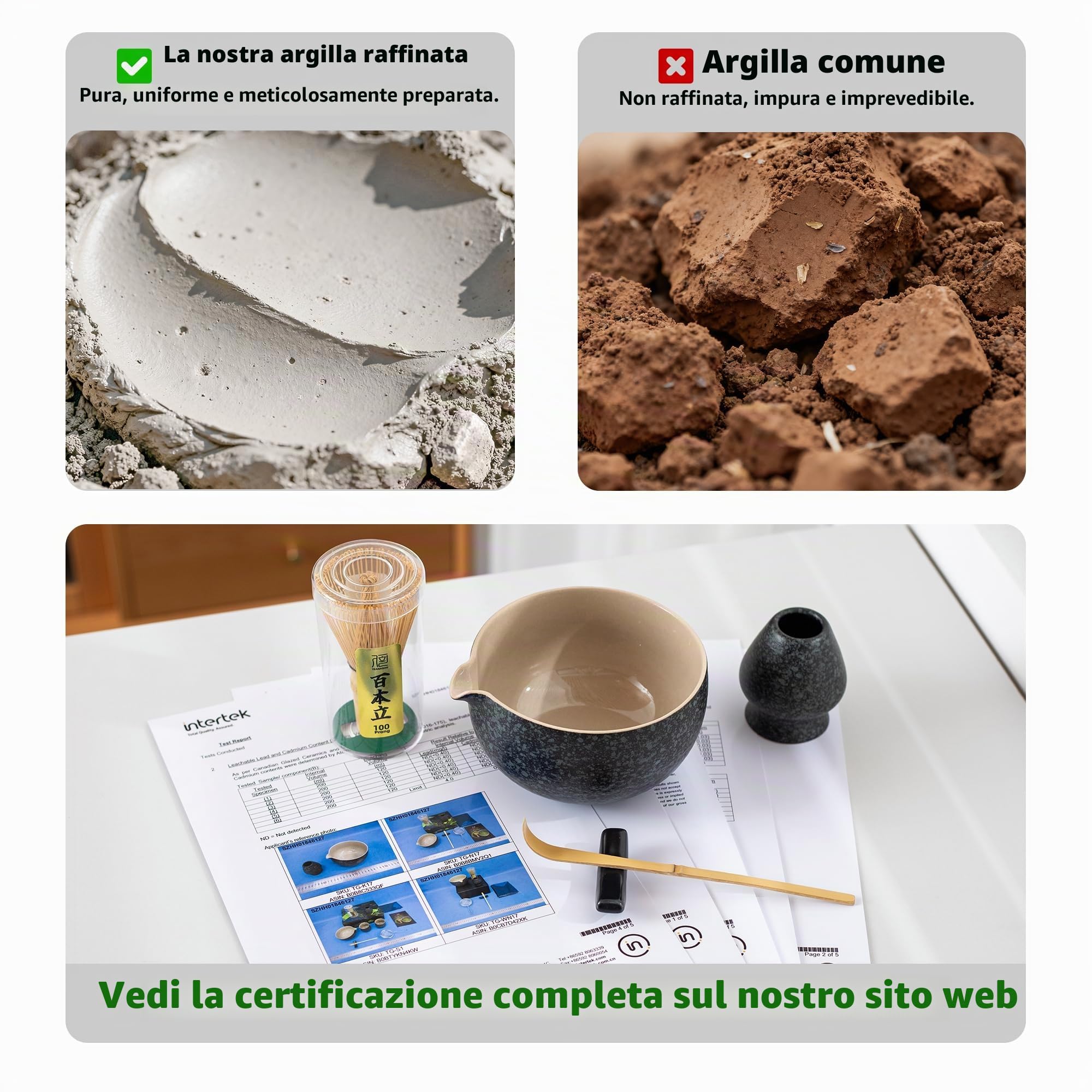 TEANAGOO MATCH KIT, Set da 7 pezzi, Matcha Cerimoniale, Matcha set da tè matcha per preparare la colazione/latte, set con ciotola (chawan)/frusta matcha, Idee Regalo di Eleganza per gli Amanti del Tè