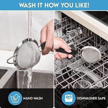 Fine Mesh Strainer - 3.4 Inch Round Sieve - Tea Strainers for Loose Tea, Coffee Strainer, Food Strainer, Juice Strainer, and Much More!