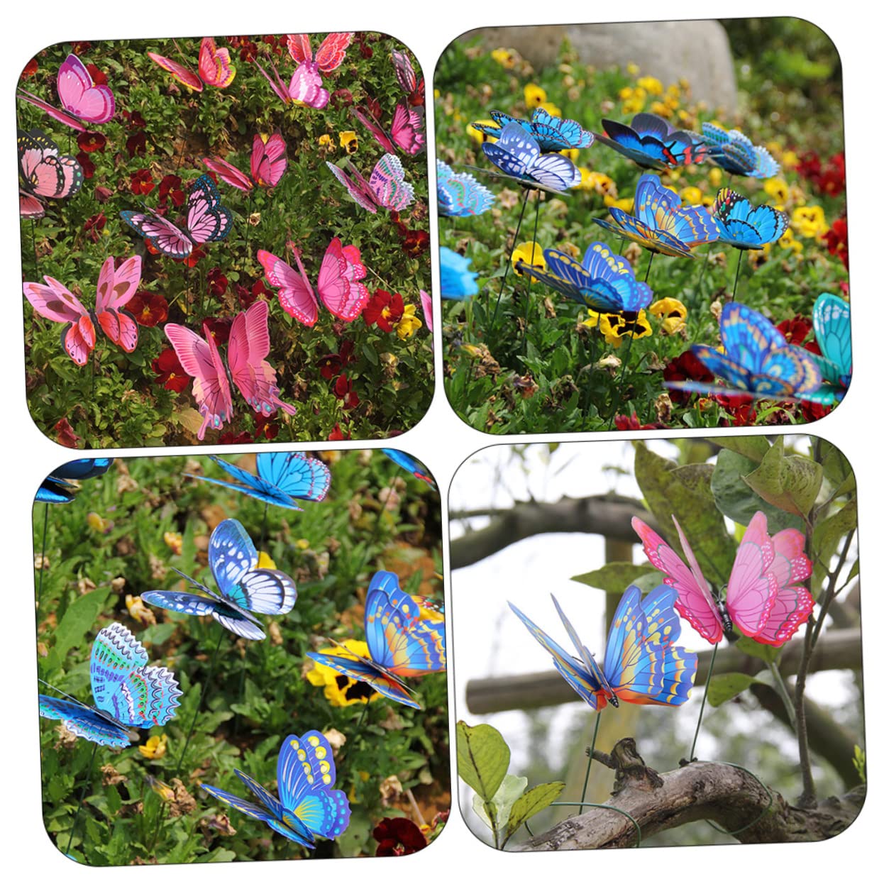 Sosoport 80stücke Teiliges Schmetterlings-gartenstecker Dekorative Dekorationen Für Blumenbeete Und Pflanzgefäße Lebensechte Gartenornamente Für Gartenverschönerung