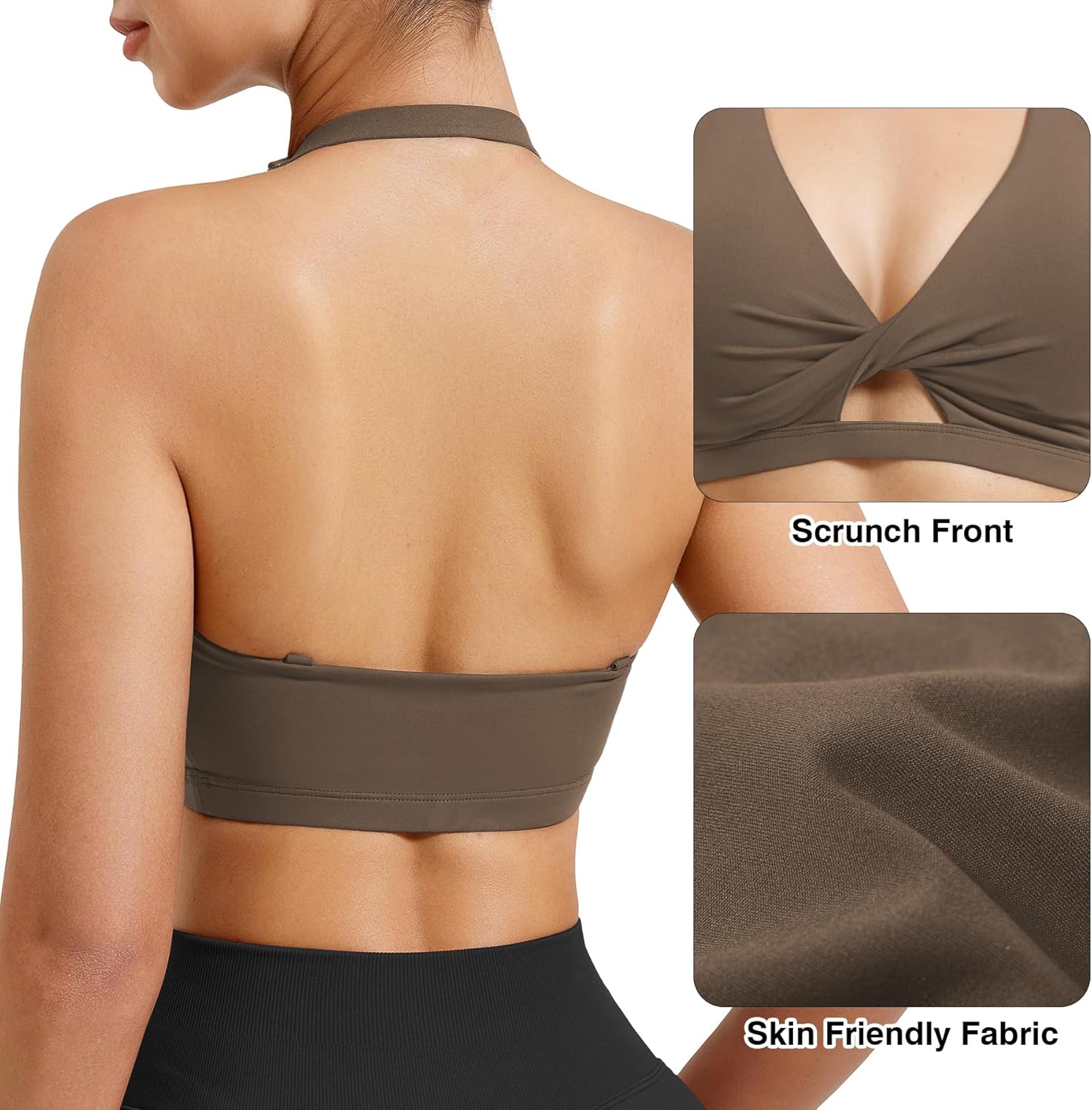 VOYJOY Workout Sports Bras for Women Padded Backless Strappy Fitness Wireless Gym Medium Impact Bra Yoga Crop Top - Image 4