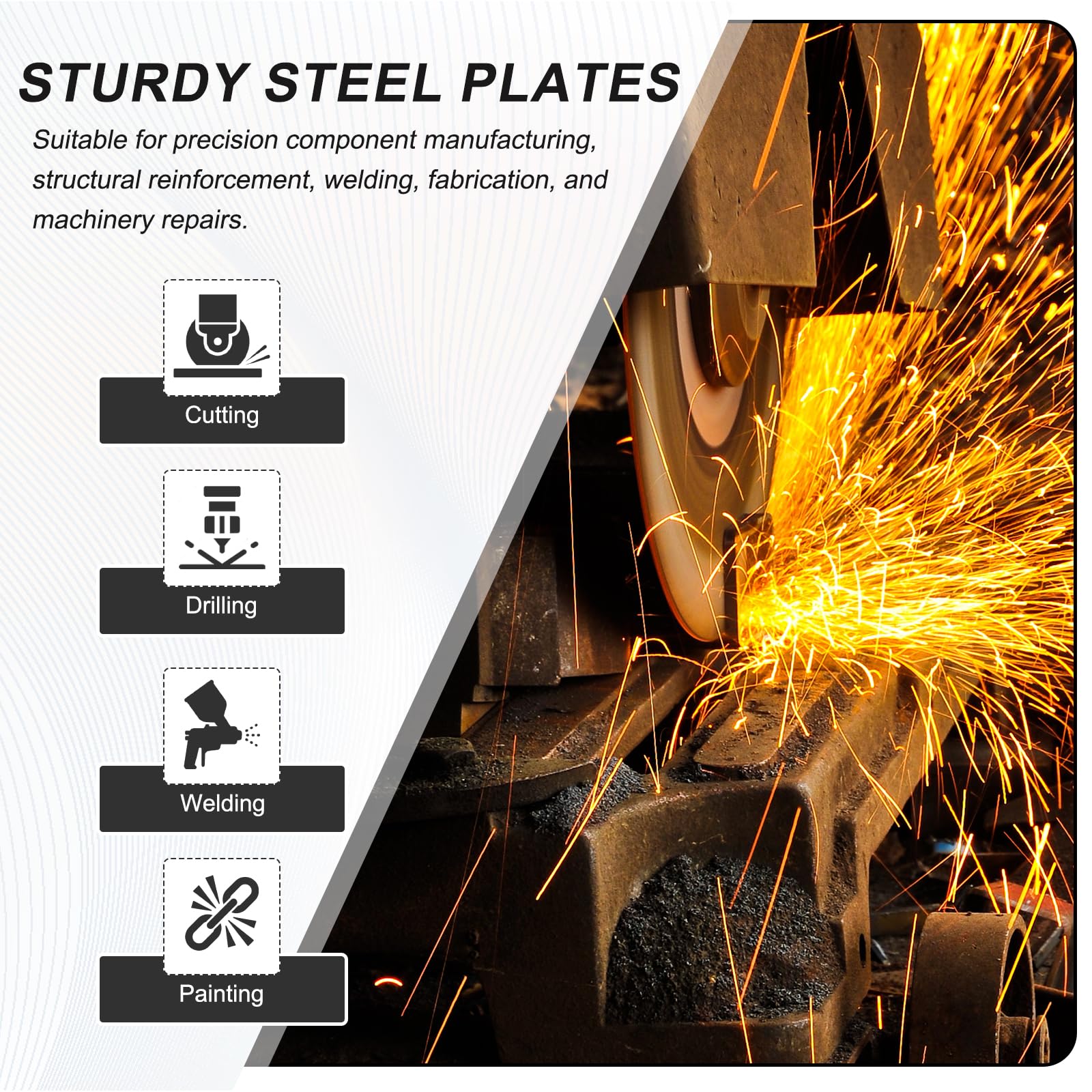 QUARKZMAN 4 Pcs Tôles D'Acier Laminées À Chaud 5/32", 2" x 2" Plaque Métallique De Base Pour Supports Structurels Panneaux De Construction Usage Industriel Fabrication De Machines, Argent
