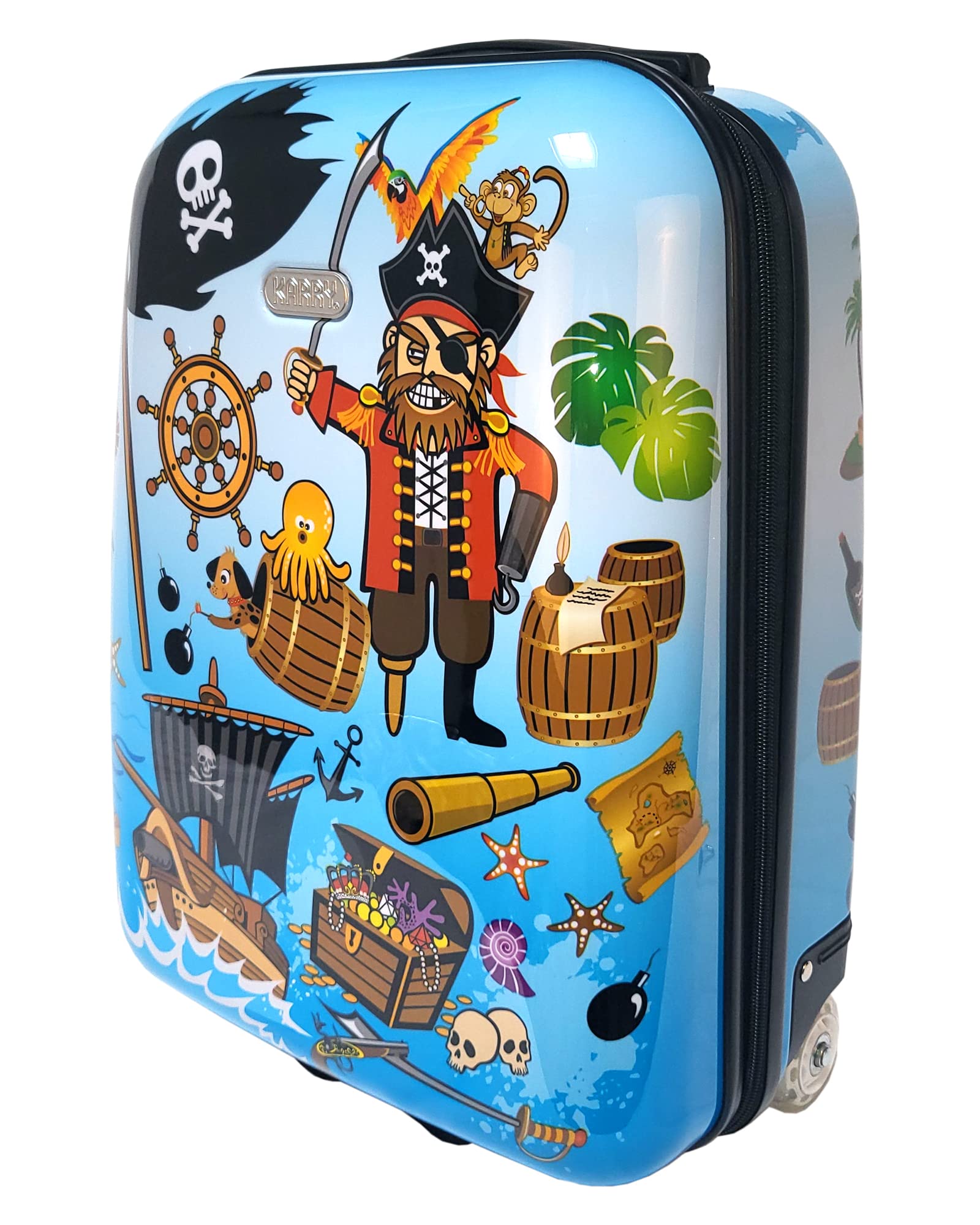 Karry Kinder Kinderkoffer Koffer Reisekoffer Trolley Hartschalen Handgepäck Jungs LED Skater Rollen Pirates Piraten 819