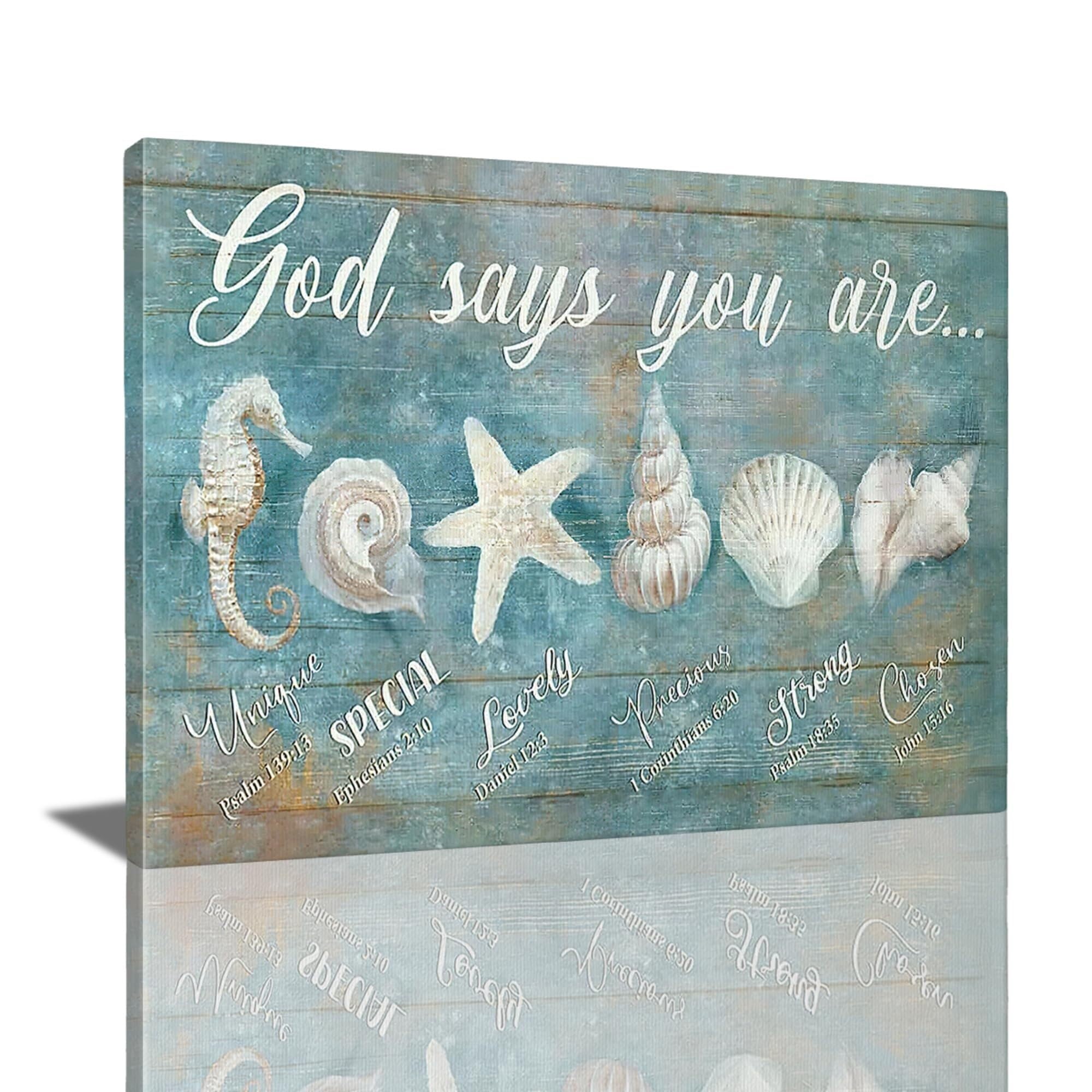 FOPURE Ocean Seashell Starfish Canvas Wall-Art, Set of Coastal Beach Prints for Bathroom, Bedroom, Entryway Nautical Decor(Framed,12X18inch(30X45cm))