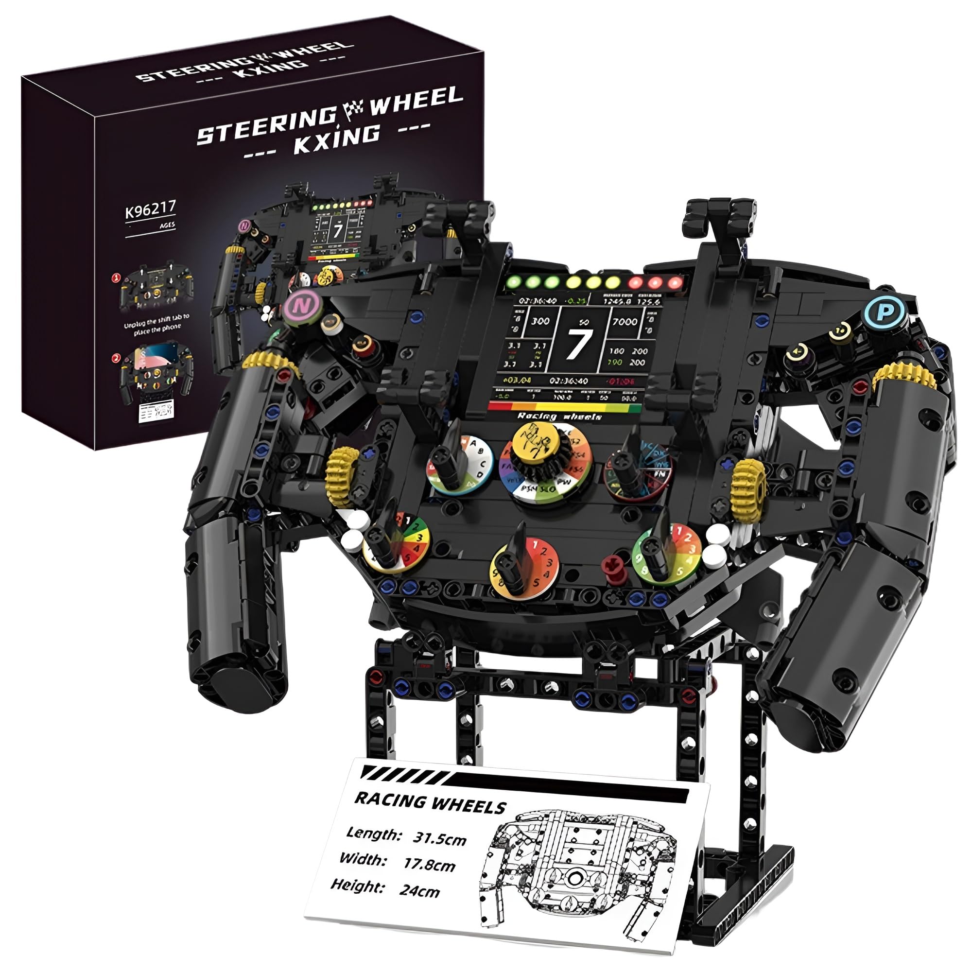 F1 Rennrad Lenkrad Bausatz, 833PCS Rennwagen Ziegelsteine Kit | Mechanische Gaming Sportwagen klemmbausteine, Home Office Dekor, Sammlermodell für Rennfans