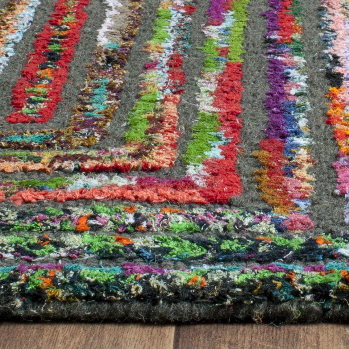 SAFAVIEH Nantucket Collection Accent Rug - 2' x 3', Charcoal, Handmade Boho Abstract Cotton & Wool, Ideal for High Traffic Areas in Entryway, Living Room, Bedroom (NAN609A)