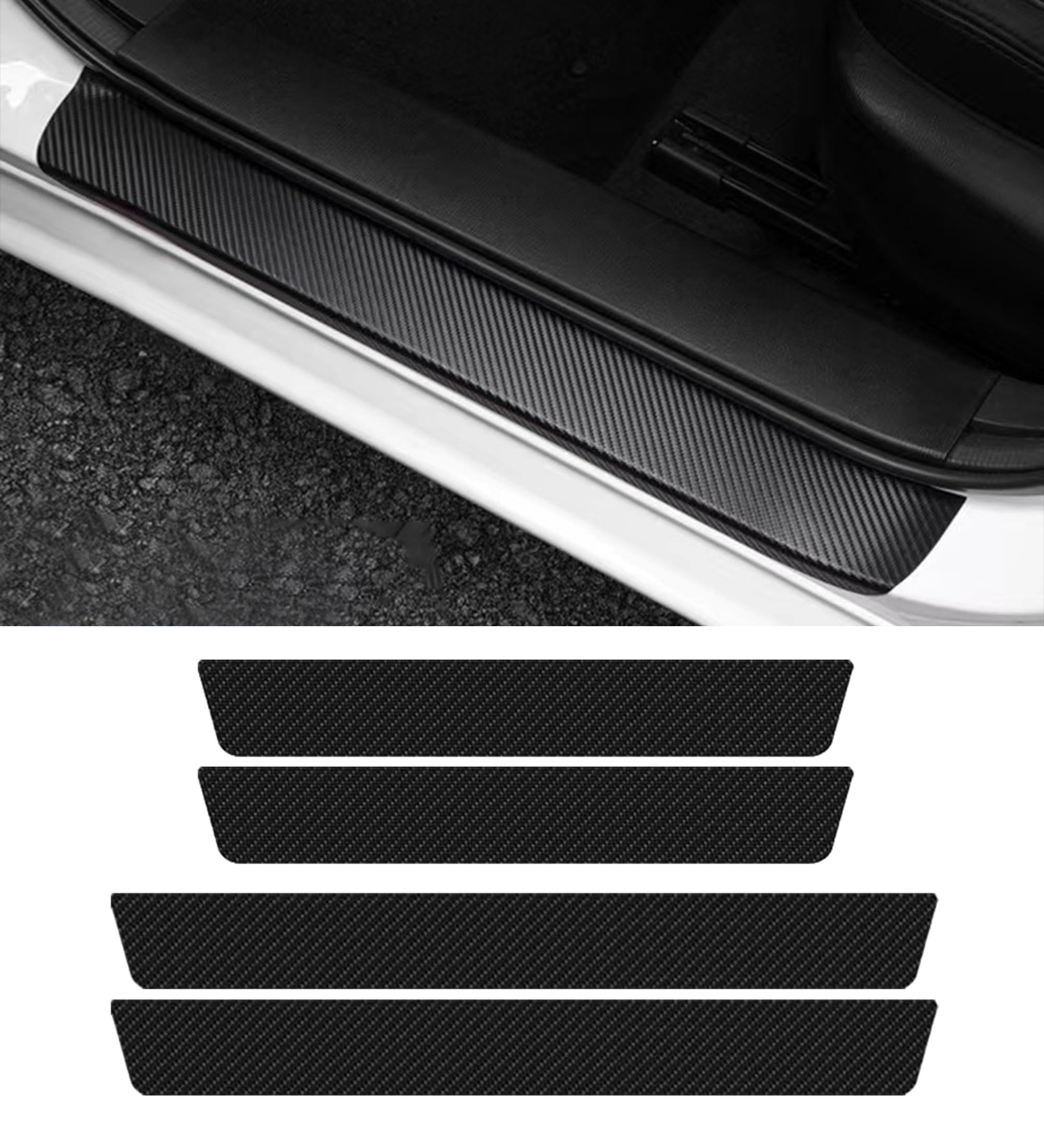WBGHD 4 Pcs Door Sill Protectors for 2018-2023 2024 Chevy Equinox, Scuff Plates Carbon Fibre Entry Guards Threshold Protector Vehicle Trim Accessories