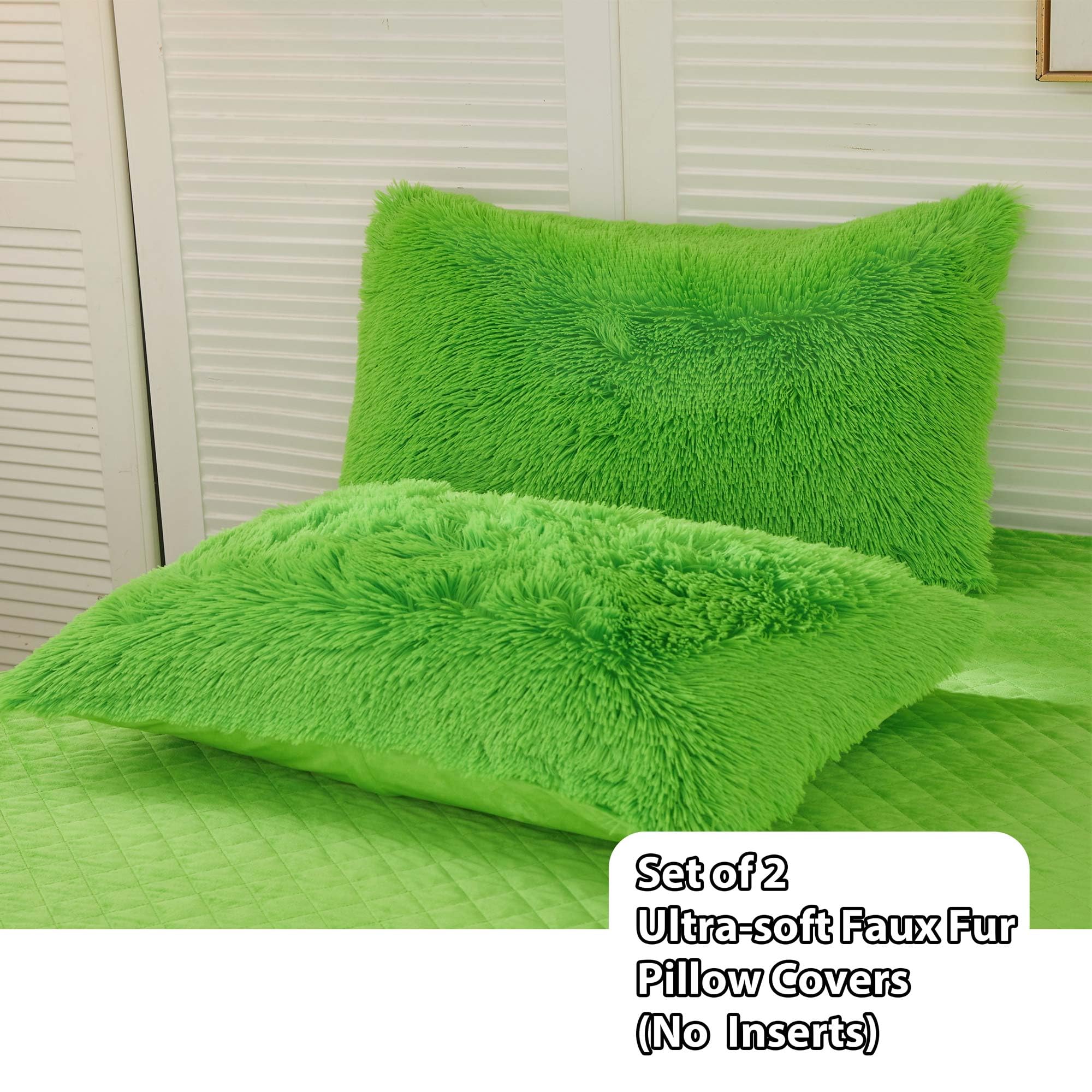 LIFEREVO 2 Pack Shaggy Plush Faux Fur Pillow Shams 20